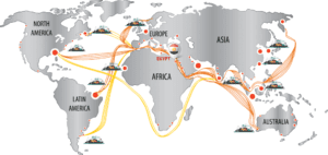 Egypt trade routes include air, maritime, rail, and land routes used to move goods within Egypt and between Egypt and its trading partners.